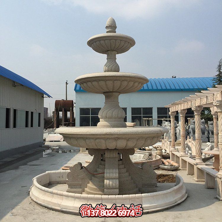 精美花崗巖石雕景觀(guān)噴泉，大型層流水花大理石雕塑