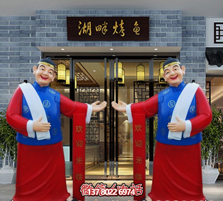 玻璃鋼精美彩繪迎賓雕塑，為您的酒店門(mén)口增添藝術(shù)氣息