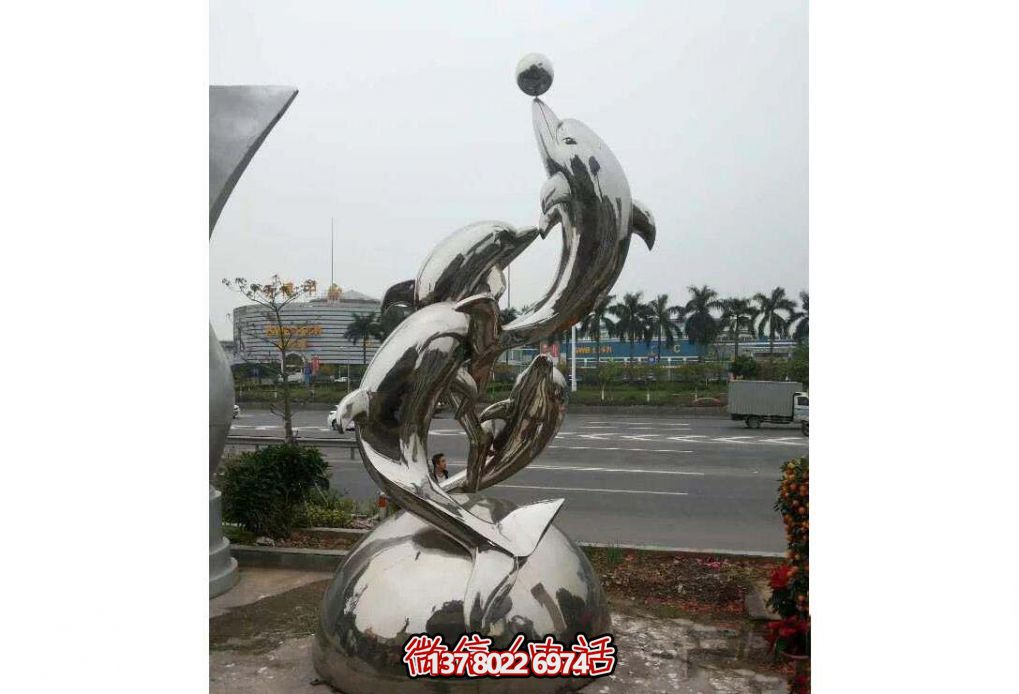 不銹鋼海豚雕塑，玩起來(lái)讓街道飛躍！