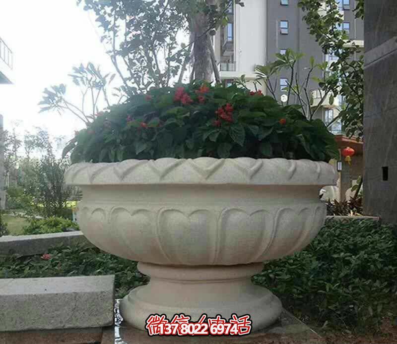 精美巨型大理石石雕花盆雕塑，讓你的別墅街道更加精彩