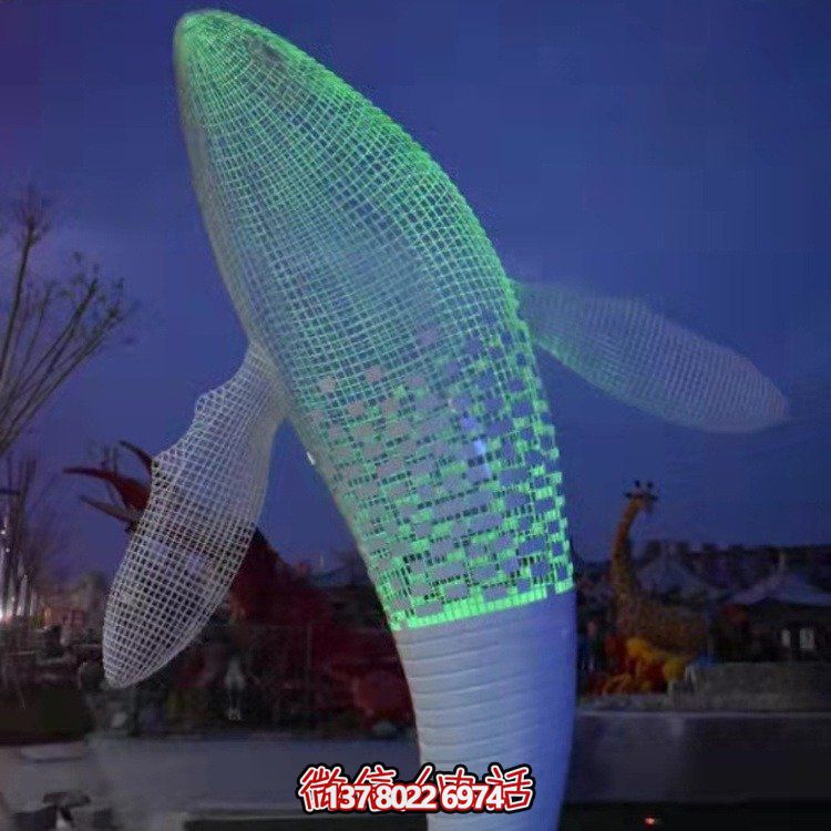 不銹鋼鯨魚(yú)雕塑景觀(guān)，營(yíng)造完美空間氛圍