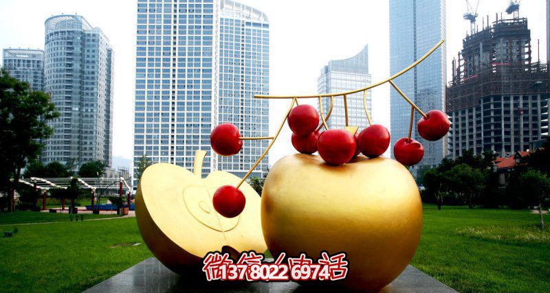 商業(yè)街景觀(guān)裝飾——不銹鋼櫻桃蘋(píng)果雕塑 商業(yè)街景觀(guān)裝飾——不銹鋼櫻桃蘋(píng)果雕塑
