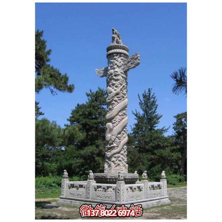 精美石雕浮雕龍蟠石柱創(chuàng  )意龍柱雕塑