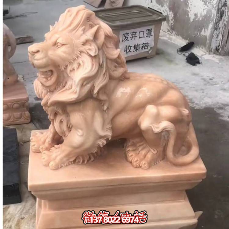 紅晚霞大型石雕獅子景觀(guān)雕塑