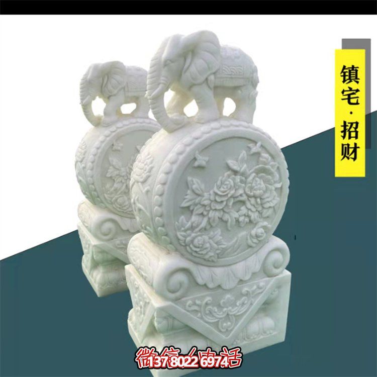 給庭院增添經(jīng)典氣息，漢白玉石抱鼓門(mén)墩裝飾