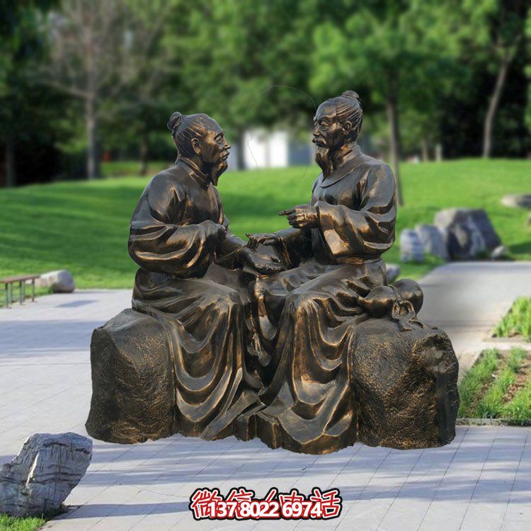 中醫文化戶(hù)外園林玻璃鋼擺放玻璃號脈民俗小品