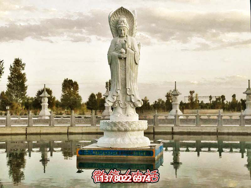 大型漢白玉石雕觀(guān)音雕塑，讓你的戶(hù)外景區更加完美