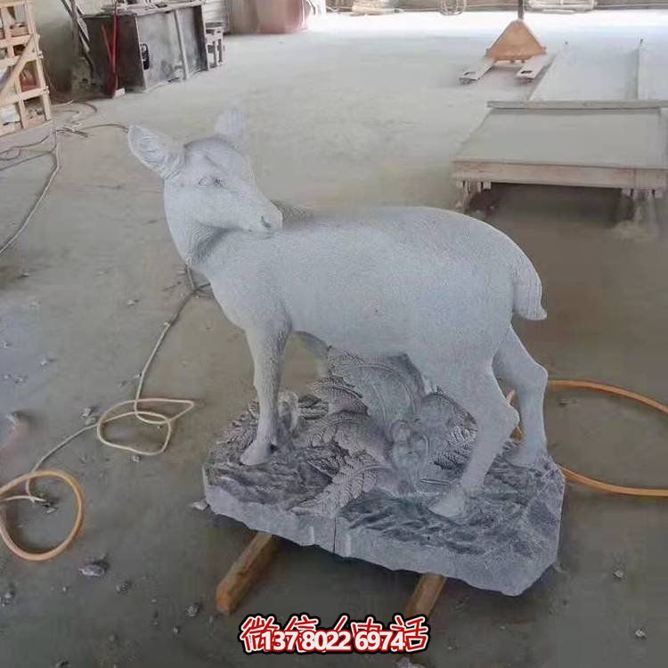 古典雅致的大理石石雕戶(hù)外庭院擺件——小鹿