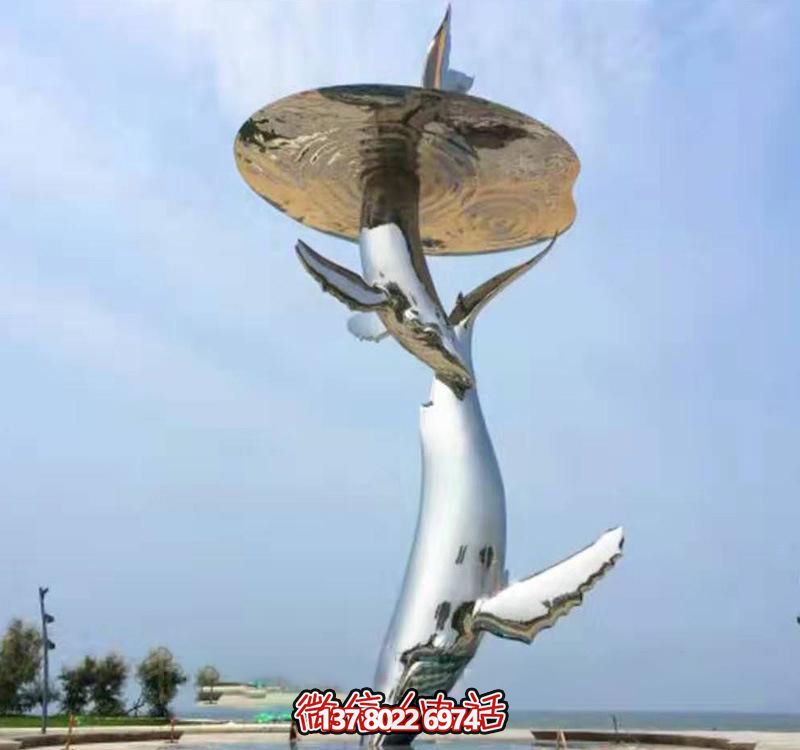 不銹鋼海豚雕塑，為戶(hù)外游泳添彩