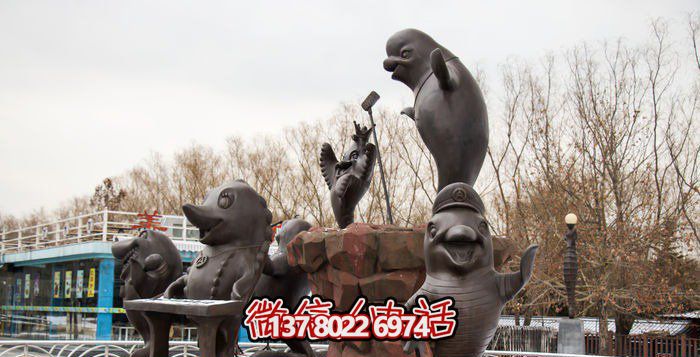 不銹鋼海豚雕塑，個(gè)性創(chuàng  )意花園裝飾