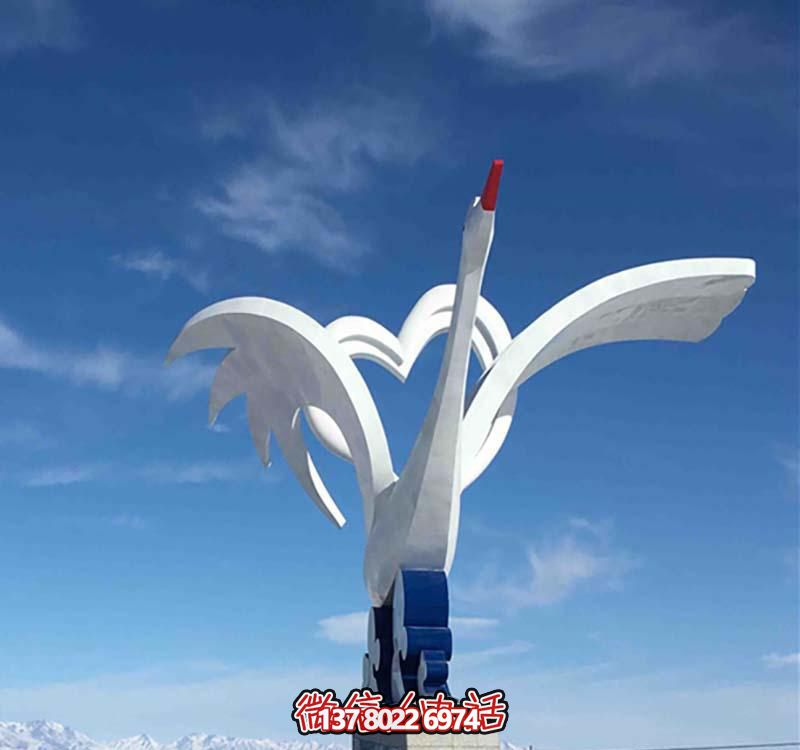 不銹鋼愛(ài)心鶴雕塑，點(diǎn)亮廣場(chǎng)創(chuàng  )意之美