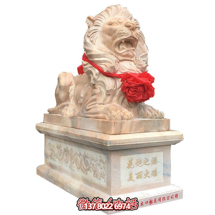 獅子大理石雕塑擺件，精美園林景觀(guān)裝飾