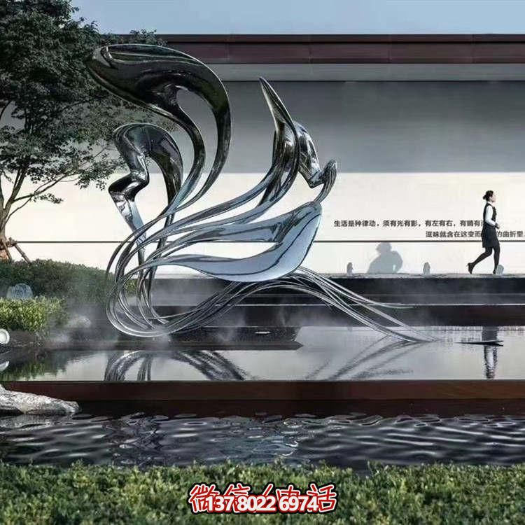 大型不銹鋼抽象雕塑，現代水景景觀(guān)創(chuàng  )意裝飾