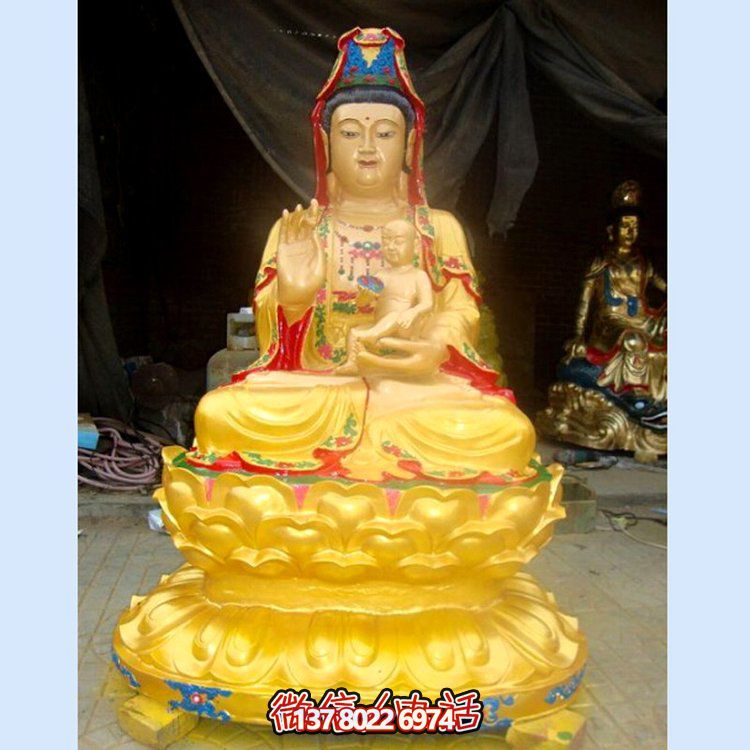 鎏金貼金精美佛像銅雕——觀(guān)音祈福守護家庭