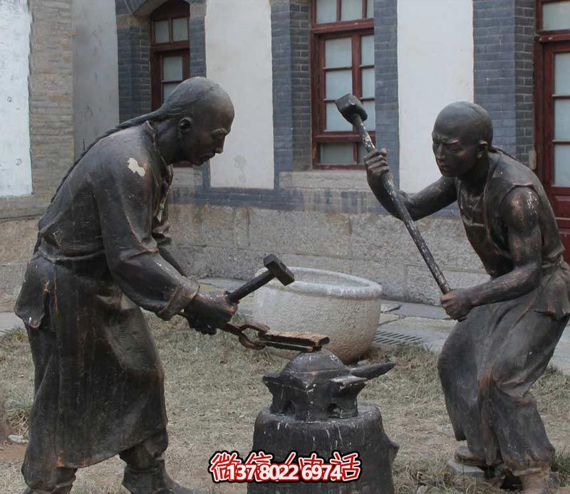 古人鑄造青銅雕塑，景觀(guān)美化擺放