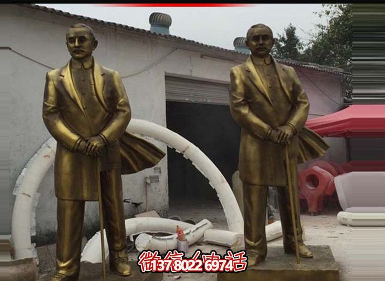 偉人孫中山仿銅雕塑，玻璃鋼擺放景觀(guān)園林