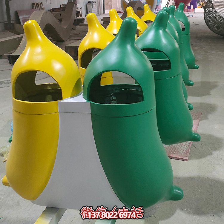 創(chuàng  )意玻璃鋼垃圾桶，家庭園林裝飾擺件