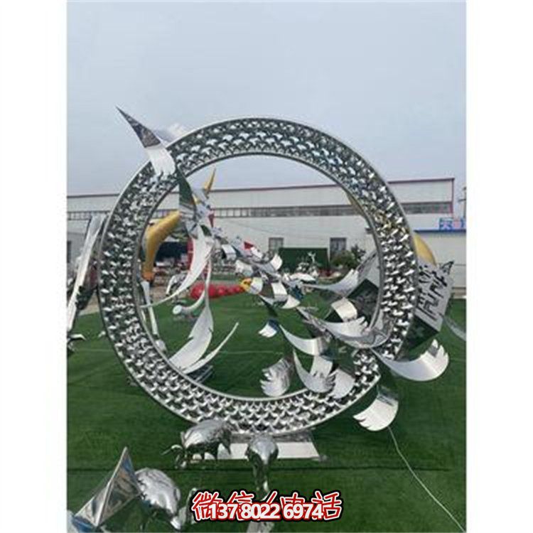 不銹鋼戶(hù)外景觀(guān)鏤空圓環(huán)雕塑