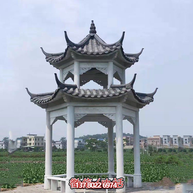 青石仿古建筑園林涼亭景觀(guān)雕塑