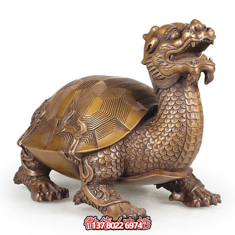 巨型銅雕龍龜雕塑，拙樸寺廟裝點(diǎn)