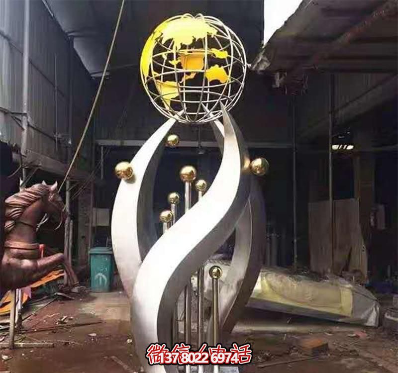 不銹鋼室內創(chuàng )意抽象向上地球儀雕塑 不銹鋼室內創(chuàng )意抽象向上地球儀雕塑