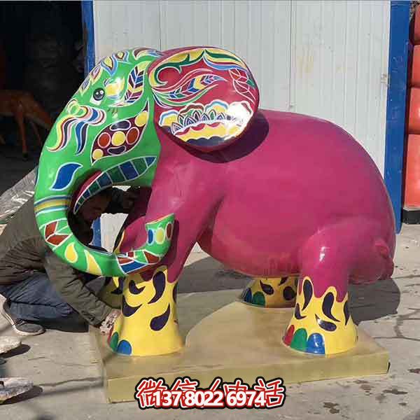玻璃鋼雕塑大象，彩繪園林景觀(guān)