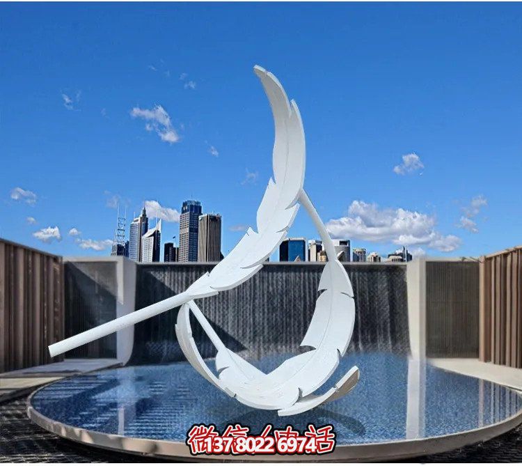 大型不銹鋼鏡面羽毛雕塑，創(chuàng  )意園林景觀(guān)裝置