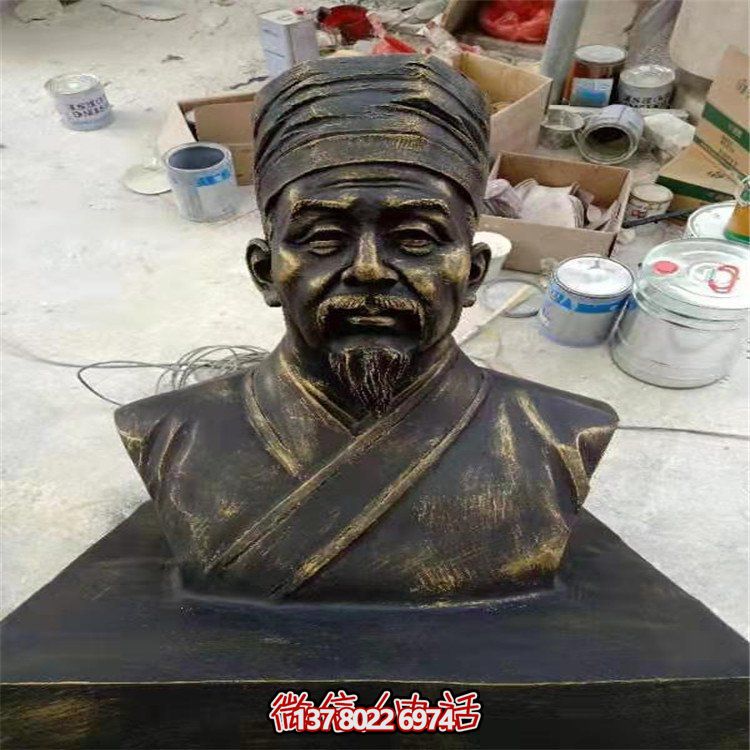 仿銅人物雕塑，玻璃鋼擺放玻璃裝飾城市學(xué)校園林