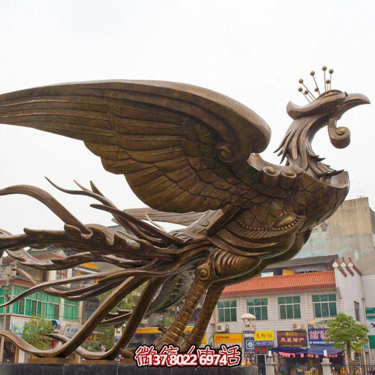大型鳳凰銅雕擺件，增添廣場(chǎng)氣派