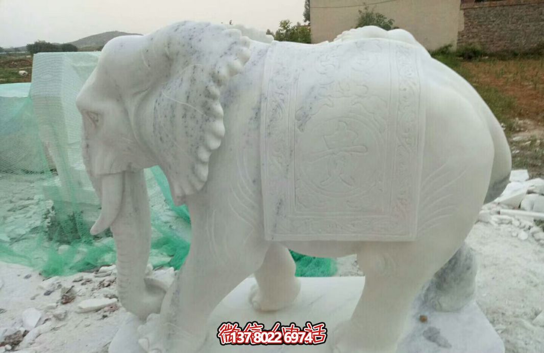 經(jīng)典漢白玉大象雕塑，戶(hù)外空間創(chuàng  )意裝飾