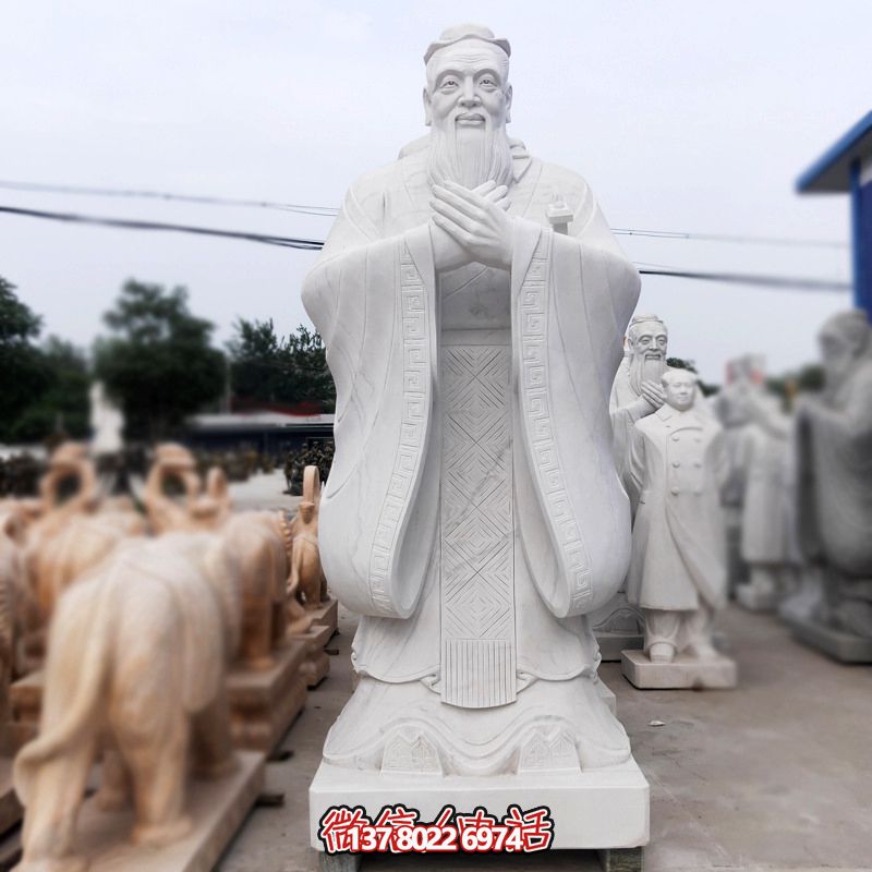 漢白玉孔子雕塑傳承中華文化，融入創(chuàng  )意景區