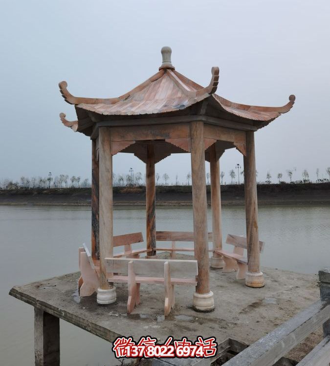 完美結合中式風(fēng)格的石雕涼亭擺件