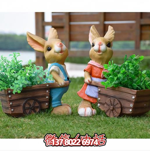 可愛(ài)兔子雕塑，點(diǎn)綴玻璃鋼戶(hù)外園林景觀(guān)