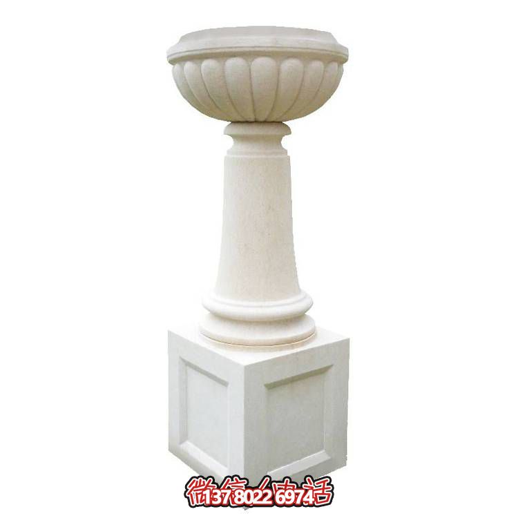 白砂巖石雕花盆，精美偶見(jiàn)