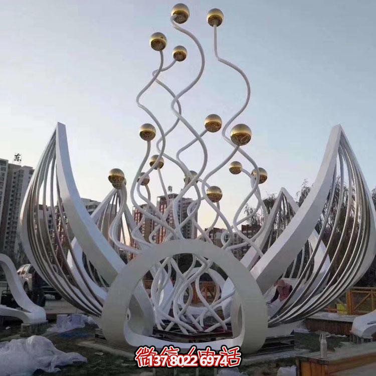 不銹鋼大型鏤空荷花景觀(guān)雕塑