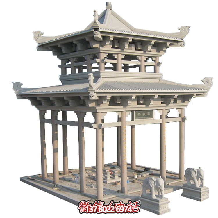 古典多角涼亭建筑大氣，石雕精美，園林景觀(guān)完美