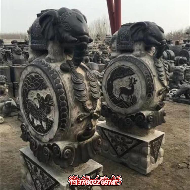 仿古青石大象雕塑，鎮宅安邸