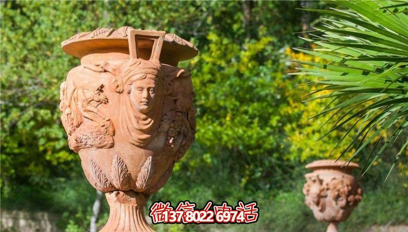 紅色晚霞浮雕景觀(guān)花盆雕塑