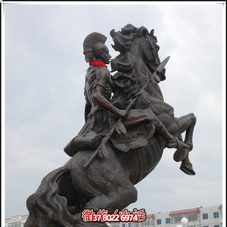仿銅騎馬人物玻璃鋼園林景觀(guān)裝飾