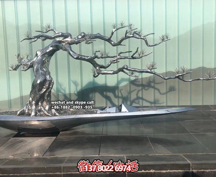 創(chuàng  )意不銹鋼鏡面室內擺件樹(shù)