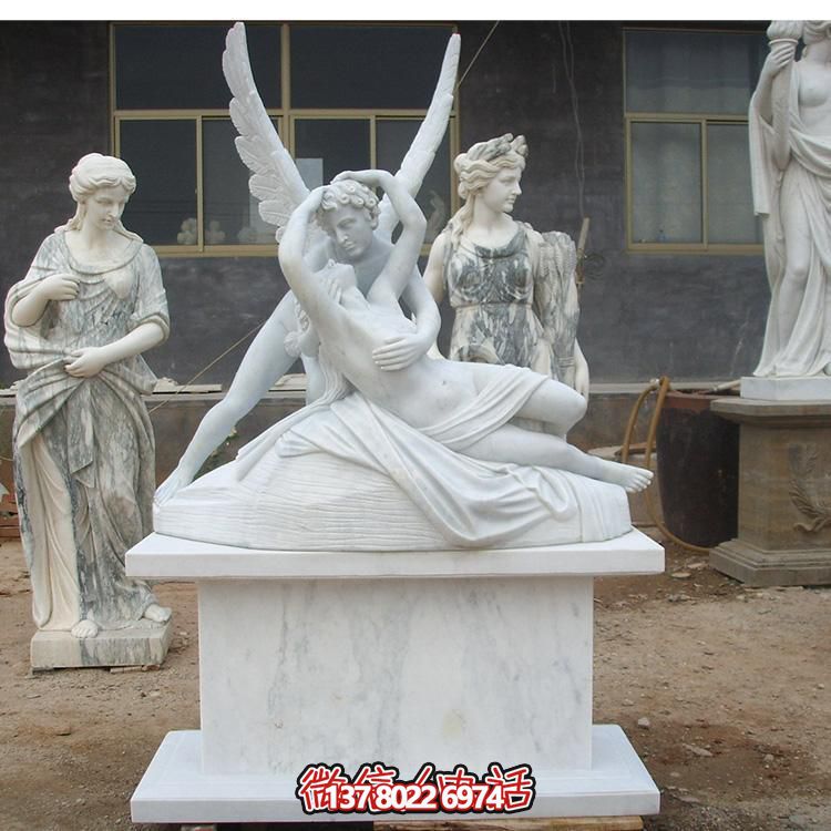 西方天使漢白玉雕塑，美化景區廣場(chǎng)