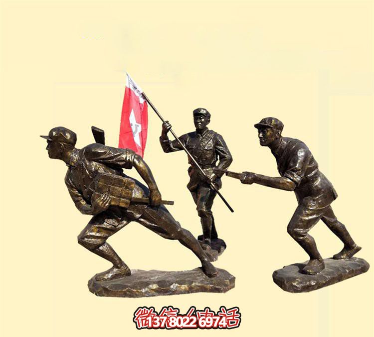 玻璃鋼八路軍雕塑，創(chuàng  )意奔跑廣場(chǎng)裝飾