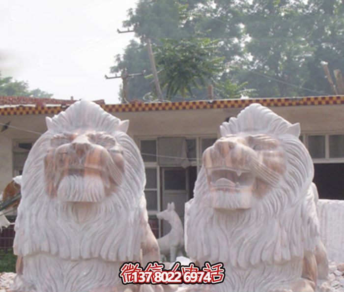漢白玉雕刻大型仿真動(dòng)物獅子雕塑