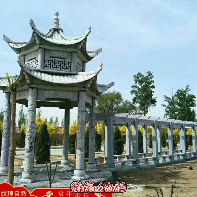 甄選優(yōu)質(zhì)大理石雙層涼亭，精美絕倫的雕塑美景