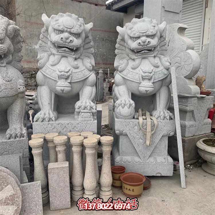 大理石石雕園林庭院別墅戶(hù)外一對鎮宅招財獅子