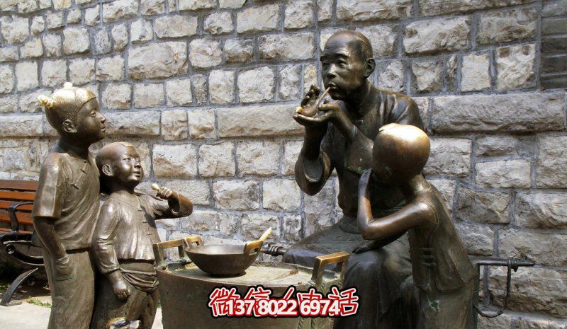城市園林街頭擺放吹糖人景觀(guān)銅雕