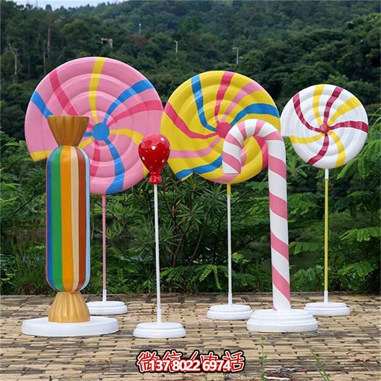兒童樂(lè )園裝飾玻璃鋼彩繪卡通糖果棒棒糖裝飾小品擺件