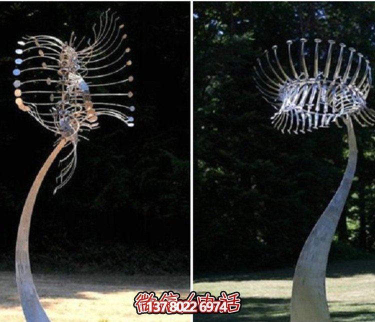 公園創(chuàng  )意仿真水母不銹鋼抽象花朵雕塑