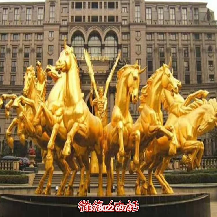 酒店廣場(chǎng)金色阿波羅戰車(chē)景觀(guān)銅雕塑