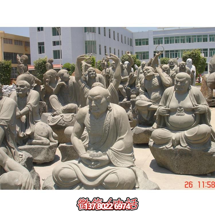 景區寺廟大理石石雕戶(hù)外園林十八羅漢雕塑